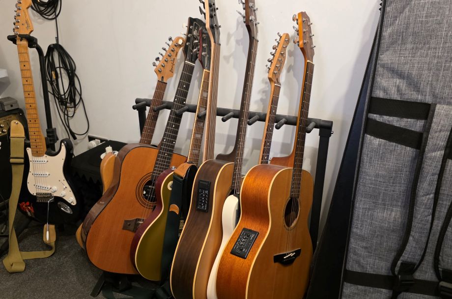 A selection of some of the guitars and basses in my home studio